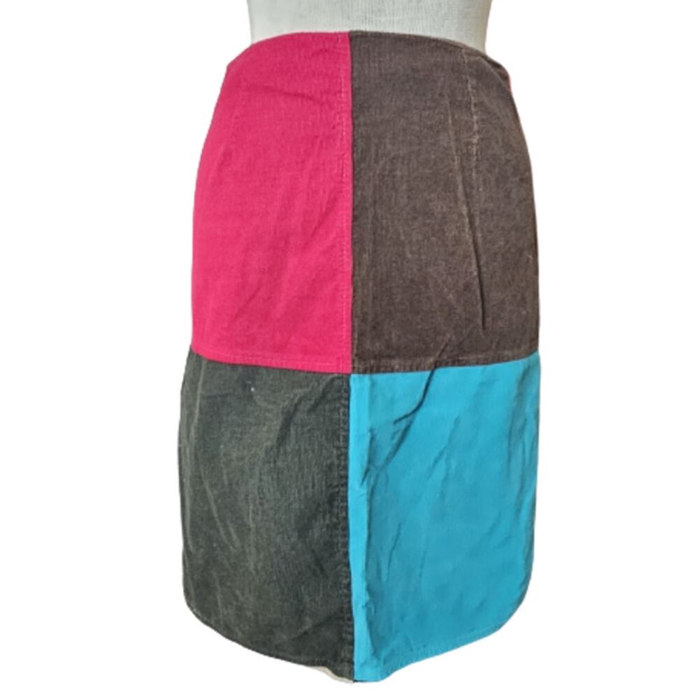 Vintage Handmade Corduroy Color Block Pencil Skirt Size 0